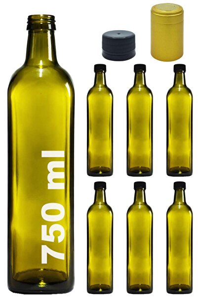 Afracam زجاجات زيت ماراسكا خضراء 750 سم مكعب مع غطاء قفل، 6 قطع