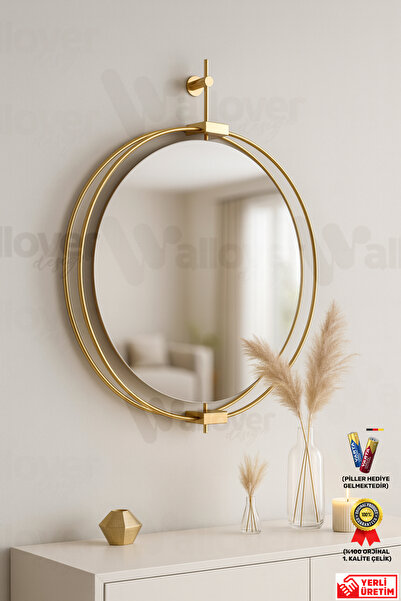 Wallover Design XL Boy Layra Gold Ayna - Kablosuz Pilli Ledli Ayna - Dresuar ...