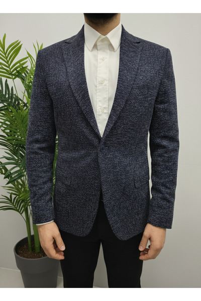 YXC Trend Maker سترة بليزر كلاسيكية للرجال باللون الأزرق الداكن على الطراز ال...