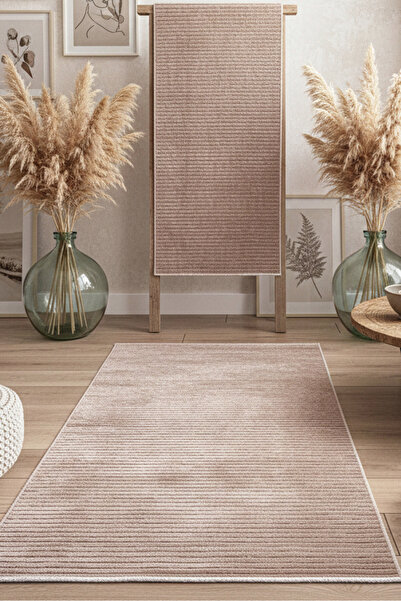 MELARİS HALI Yıkanabilir Pamuk Dokuma Kilim Doğal Kendinden Saçaklı Kaymaz Ta...