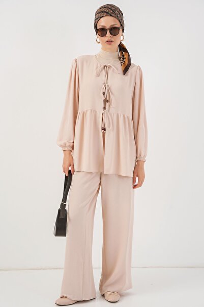 Hiccup Bdart Round Neck Long Tunic and Wide Leg Pants Set