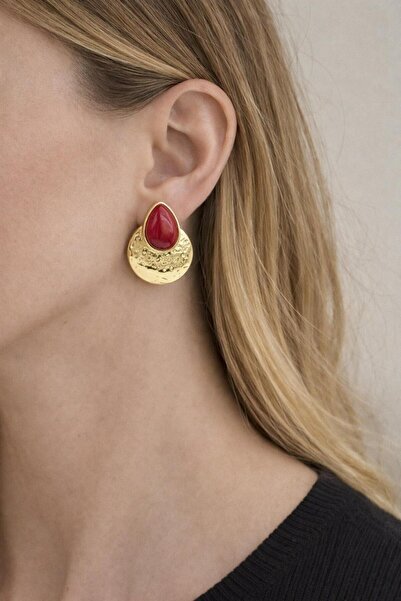 Çelik Zra Kırmızı Küpe