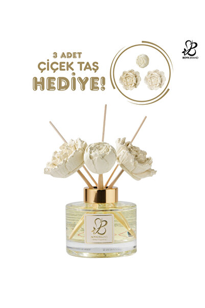 BOYK BRAND 155 ml Seramik Çiçek Taşlı Bambu Çubuklu Lavanta&Narenciye Oda Kokusu