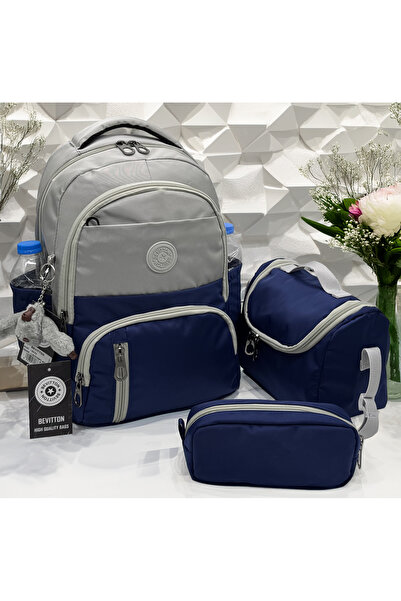 Bevitton ilk Okul Çantası 3'lü Seti Unisex Çocuk ilkokul Çantası Bvt-8010 Gri...