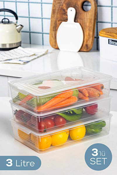 Vienev 3-Piece 3 Liter Multi-Purpose Storage Container with Transparent Lid |...