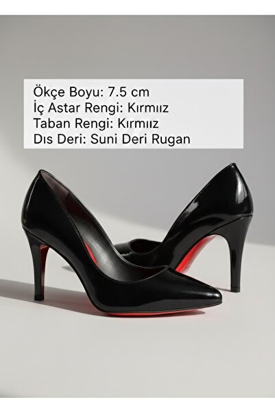 DMR Elegance DMR Kırmızı Siyah Rugan Sivri Topuklu Kadın Ayakkabı - Ortopedik...