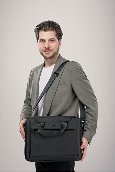 ÇÇS Geantă neagră pentru laptop și servietă cu curea încrucișată71467