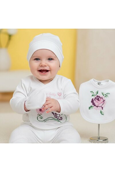 MİLAYS LİFE HOME COLLECTİON طقم بدلة قطعة واحدة لحديثي الولادة مكون من 5 قطع ...