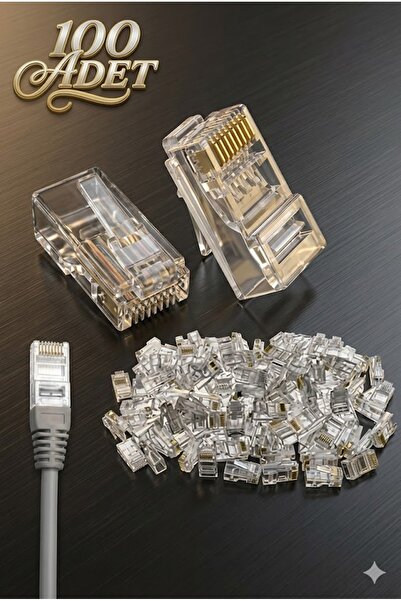 Derwell 100 Adet 100 Tane Rj45 Cat5 Cat6 Ethernet Internet Kablo Soketi Konne...