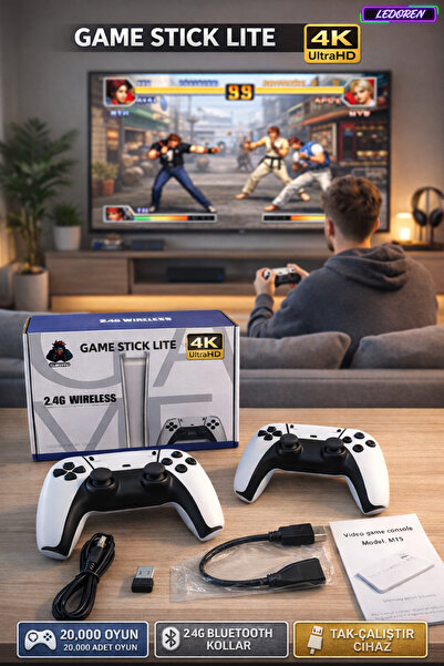 L'eDoren M15 4k hd Emuelec Retro Game Stick Atari Oyunları +20000 Oyunlu Kons...