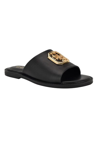 Guess Quattro G Embellished Straw Flat Sandal