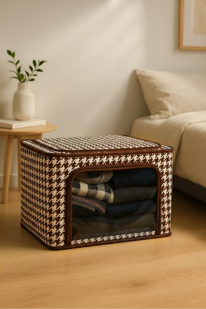 Handyol 3 Pieces Multi-Purpose Organizer with Window, Steel Reinforced Zippered Clothing and Blanket Organizer