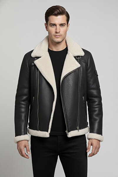 Deriderim Black Inside White Furry Herman Side Zipper Collar Buckle Slim Fit ...