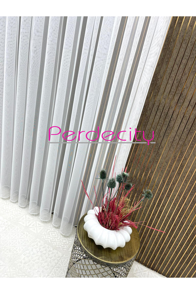 PERDECITY Grek Tül Perde, Petek Zemin, 300x260 Cm,normal Pile 1/2.5