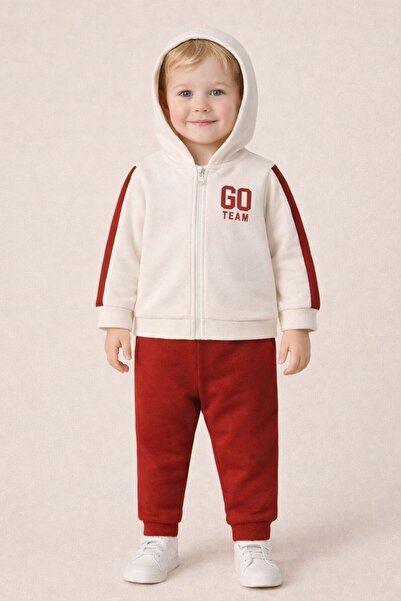 MiniBou Erkek Çocuk Kapüşonlu Fermuarlı Pamuklu Alt Üst Eşofman Takımı 1-2-3-...