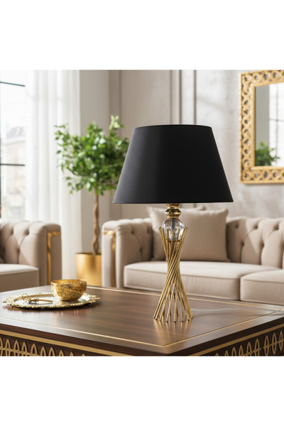 365GUNSERİSONU مصباح طاولة عاكس الضوء من الزجاج الكريستالي ذو الساق المعدنية ...