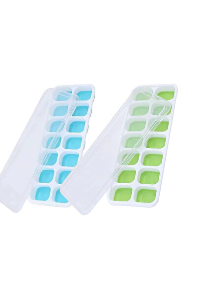 Choice قالب مكعبات ثلج أزرق وأخضر، قطعتان أو أربع قطع، مع غطاء، مصنوع من السي...