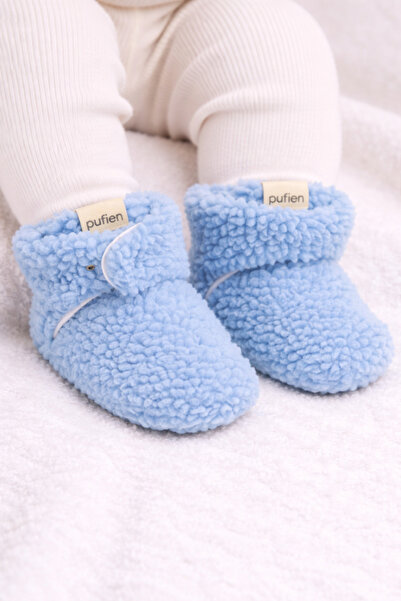 pufien Kaydırmaz Tabanlı Bebek Pandufu – Peluş ve Terletmez Organik Pamuk Ast...