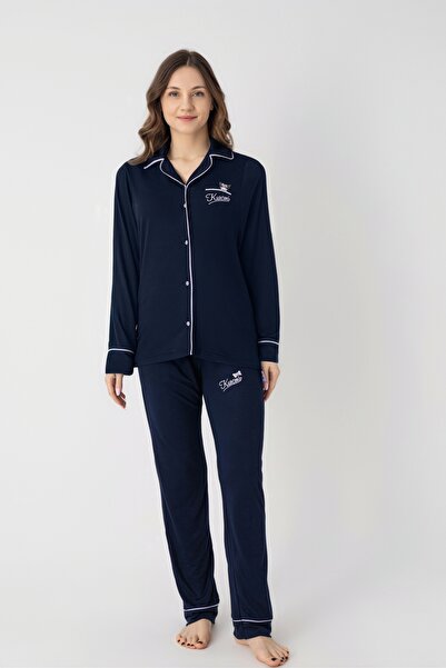 kuromi License-Protected Front Buttoned Long Sleeved Printed Pajama Set