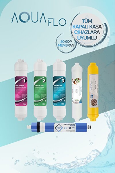 AQUAFLO Kapalı Kasa Su Arıtma Cihazı Membranlı 6lı Filtre Seti Dirseksiz (MKR)