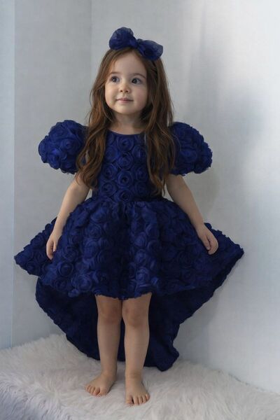 Tomac Kız Çocuk Gül Detaylı Prenses Abiye Elbise – Kabarık, Özel Gün & Doğum ...