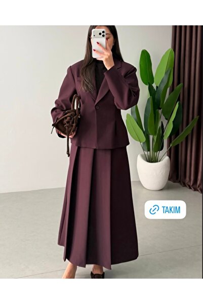 MODA S&S BZLİNE طقم سترة وتنورة مطوية