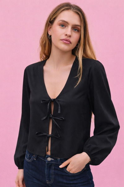 HAKKE Önden Bağlamalı Dokuma GÖMLEK