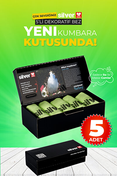 SİLVER HOME 5 Adet Mikrofiber Dekoratif Cam Bezi - Yeşil