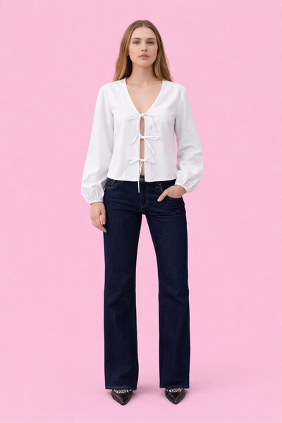 HAKKE Πλεκτό πουκάμισο - Γραβάτα μπροστά