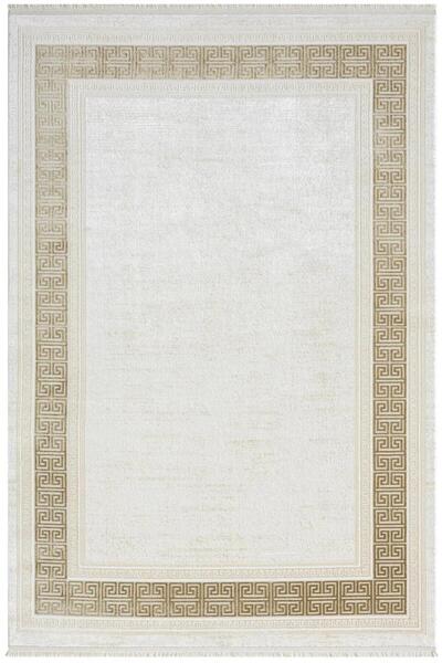 Karmen Halı Elegance Eg009a Bej Halı Gold Çerçeveli Modern Viskon Doğal Iplik...