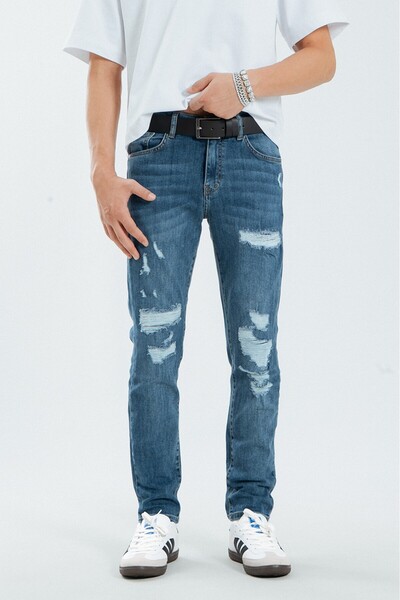 No Future Distressed Street Style Skinny Men's Jean Denim Pants Nf0321Mva