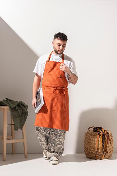 APP-RON K-114 Premium Axel- Turuncu Çizgili Boydan Önlük