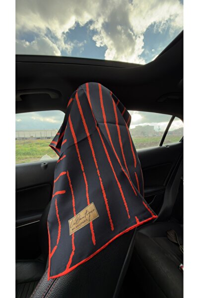 LA BOUTIQUE Yeni Sezon Twill İpek Eşarp Lacivert kırmızı 2513-08