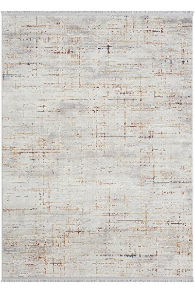 Karmen Halı Lotus 8574  Gri Halı Renkli Detaylı Modern İnce Akrilik Tozuaz Sa...