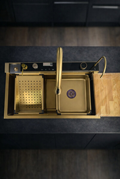 Asil Krom Tam Otomatik 9 Fonksiyonlu Şelale Evye Gold. Dijital Tasarımlı Akıl...