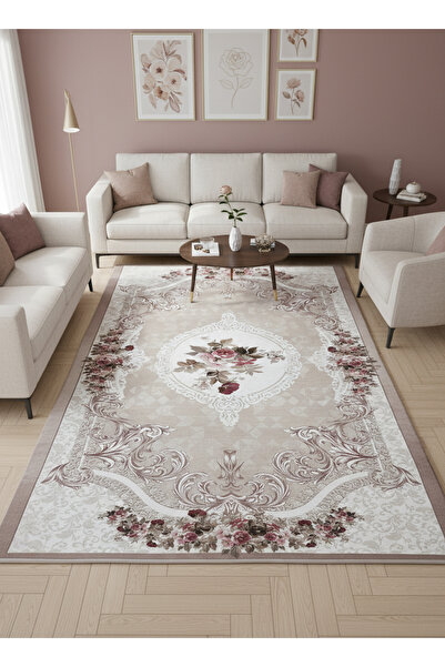 ALLGELSİN Lastikli Mikro Polar Halı Örtüsü 4m2 160x230 veya 6m2 200x300 Dört ...