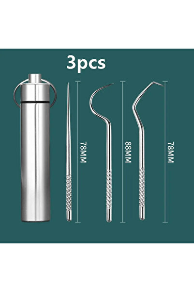Choice C625-Silver 3pcs 3/4/5/7PCS Aluminum Toothpick Set Portable Oral Clean...