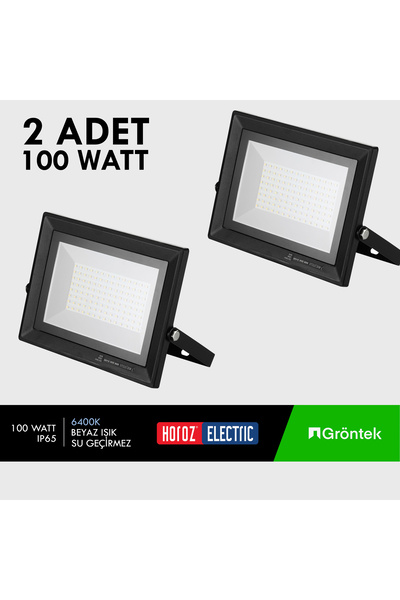 Horoz Elektrik 2 ADET PARS-100 WATT 6400K BEYAZ IŞIK SMD LED PROJEKTÖR 11550l...