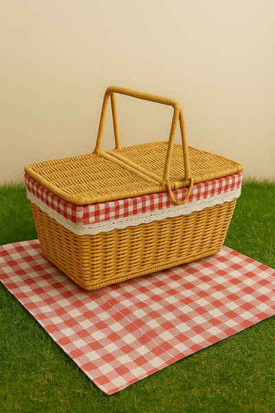 Genel Markalar Picnic Hasır Dikdörtgen Piknik Sepeti