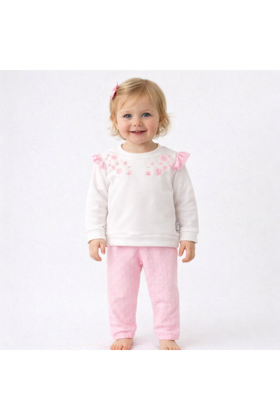 ŞEKER MAĞAZA 100% Cotton Baby Girl Top and Bottom Set - Pink Flower Pattern, ...