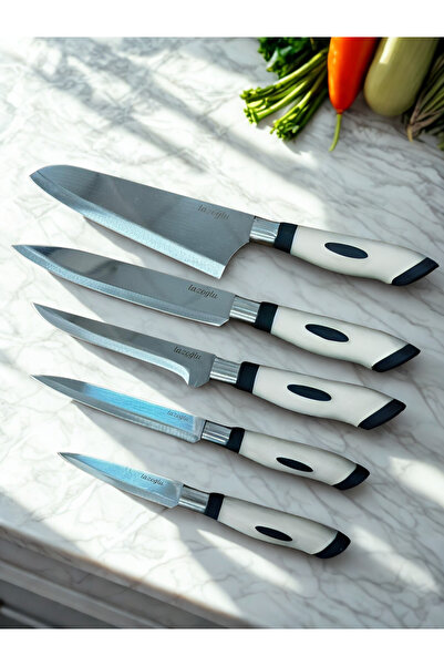 Lazoğlu Chefline Sarı 5 Parça Mutfak Bıçak Seti + Meyve Bıçağı Hediyeli Pasla...