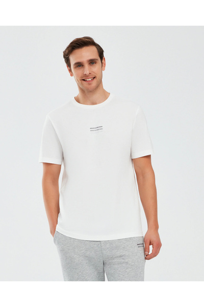 SKECHERS S241007-102 M Essential Crew Neck Erkek Tshirt Beyaz