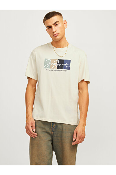 Jack & Jones JORPORTLAND BLOCK BRANDING SS CN LN 12262662   Alb strălucitor