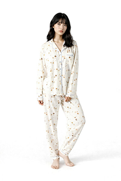 Ecrou Women's Ecru New Start Peter Pan collar Long Sleeve Trouser Pajama Set