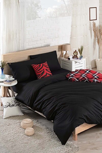 Eponj Home Σετ Παπλωματοθήκη Basic Μαύρο με Διπλό Ελαστικό
