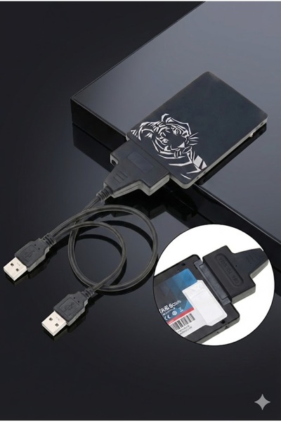 Derwell Yeni 2026 Çift Usb 2.0 Sata 22 Pin 2.5 Inç Sabit Disk Hdd Adaptörü Dönüştürücü Seri Ssd Kablosu