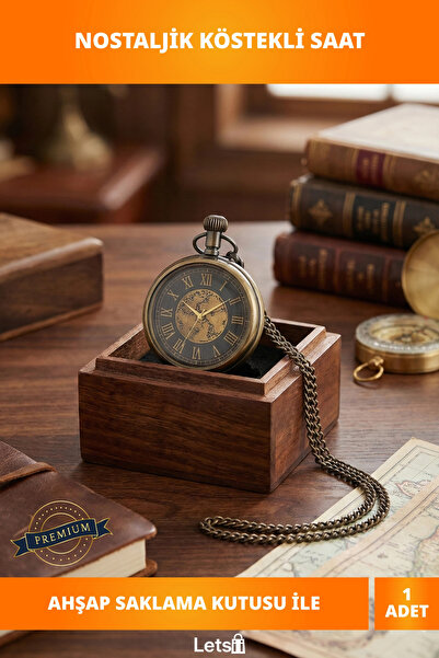 Letsii Nostalgic Brass Chain Clock with Wooden Box