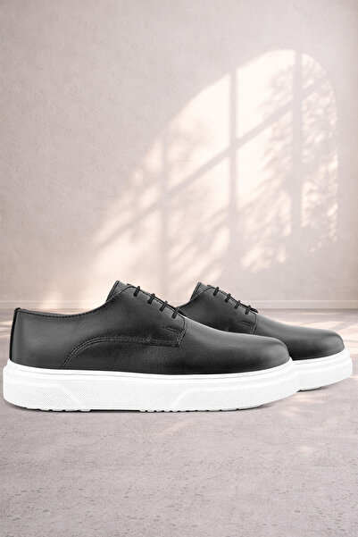 Rakerplus Детски класически обувки Derby от естествена кожа с черно-бяла подм...