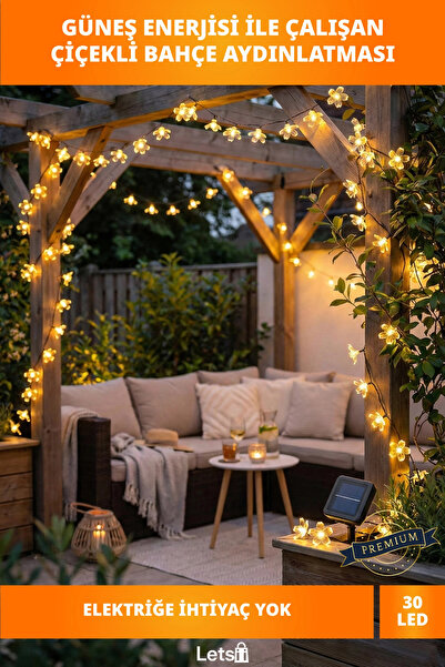 Letsii Güneş Enerjili 30 LED Çiçekli Bahçe Lambası