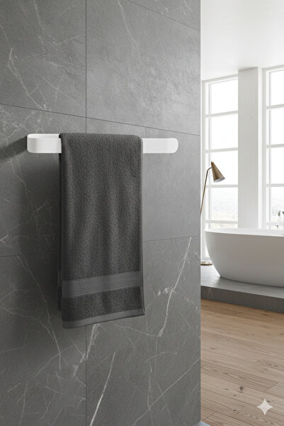 TncPatiShop Paslanmaz Metal Dolu Demir Lüks Yapışkanlı Beyaz Solo Havluluk Ba...